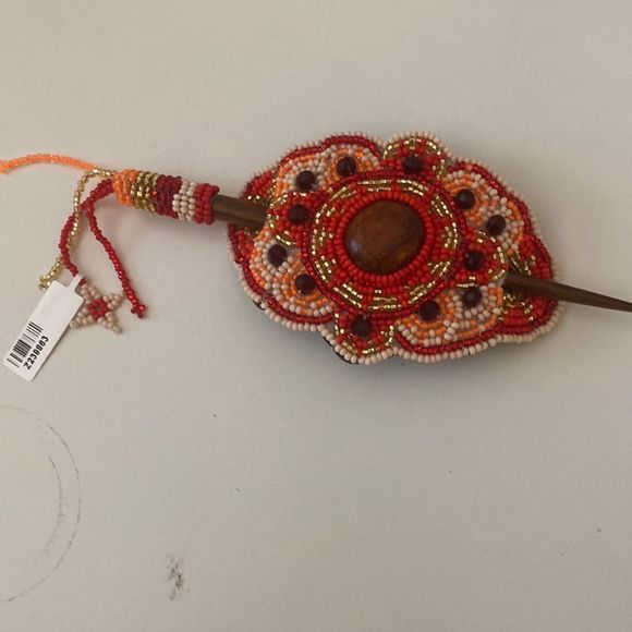 Accessories Handmade Beaded Hair Piece With Wooden Pin Poshmark